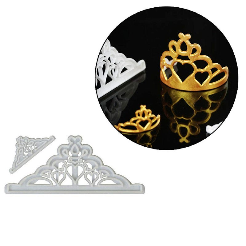 Wixine 2Pcs Crown Chocolate Mold Silicone Mold Fondant Pastry Baking Decor Tools - Image 1